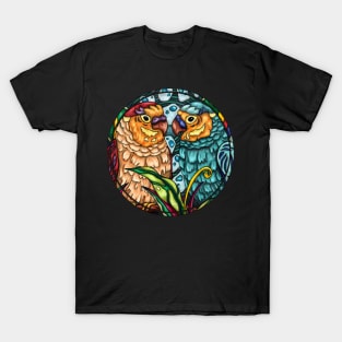 Cute lovebirds couple, romantic birds art T-Shirt